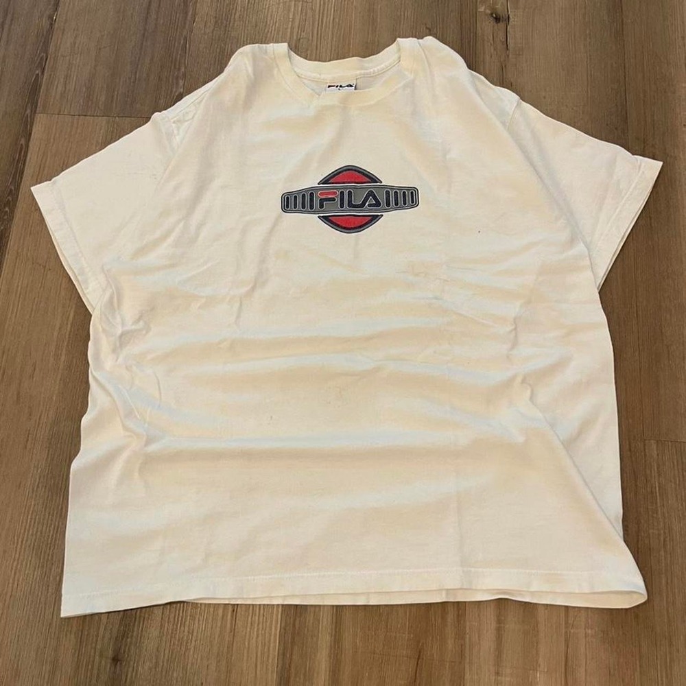 Vintage 90s Fila T-Shirt Mens Large White Graphic Logo Sportswear Tee